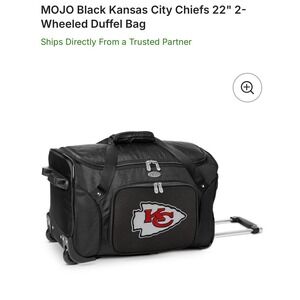 MOJO Kansas City Chiefs Black 22 Inch 2-Wheeled Rolling Duffel Bag NFL Carry-On